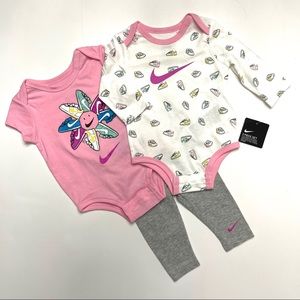 Nike 3-pc. Set Pink Tops Gray Leggings Sz. 6 m